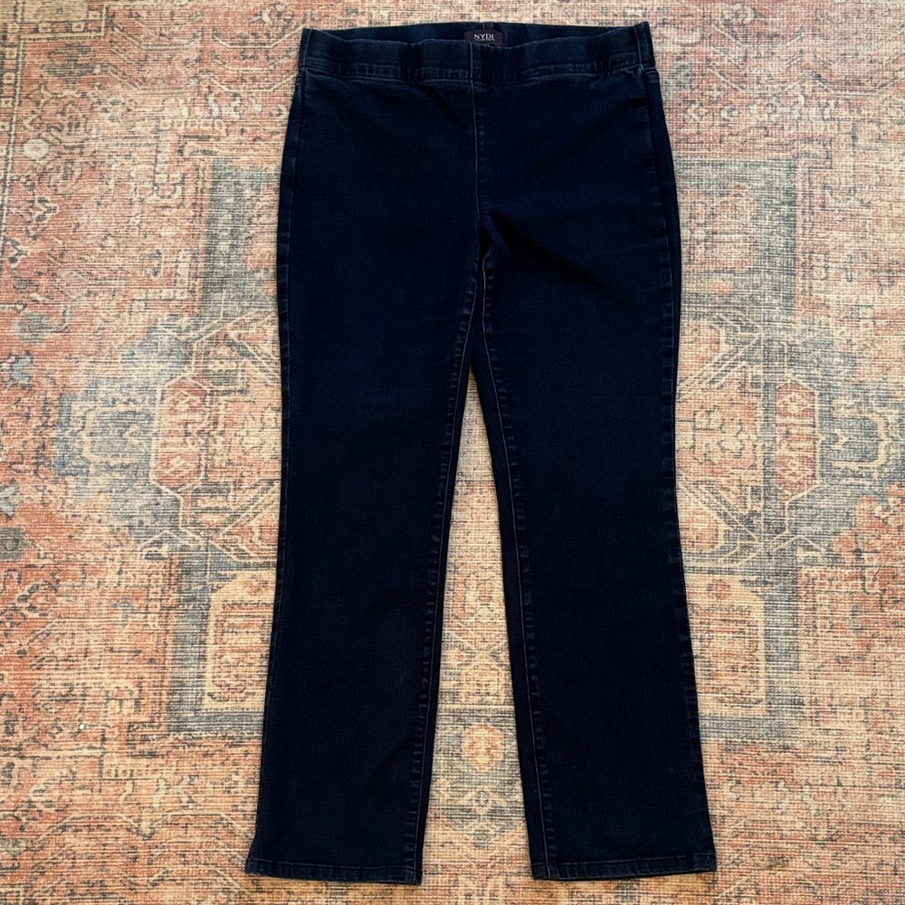 NYDJ Women's Dark Blue Straight Leg Pull On Jeans Size 10